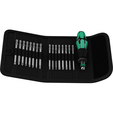 Wera Kraftform Kompakt 60 05051042001 Kit inserti 17 parti Taglio, Croce Phillips, Croce Pozidriv, TORX BO, Quadrato in