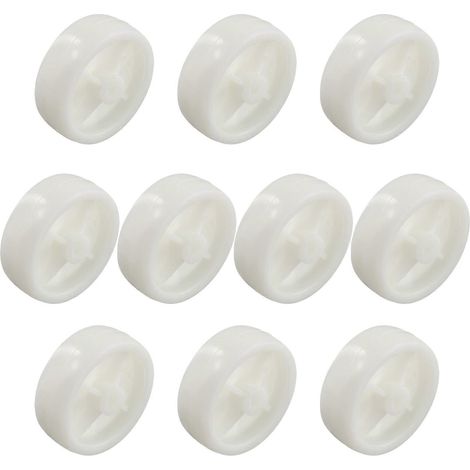 Poulie de lit pliante à roue simple de 72 mm de diamètre, en plastique PP blanc clair, 10 pièces. (1/5)