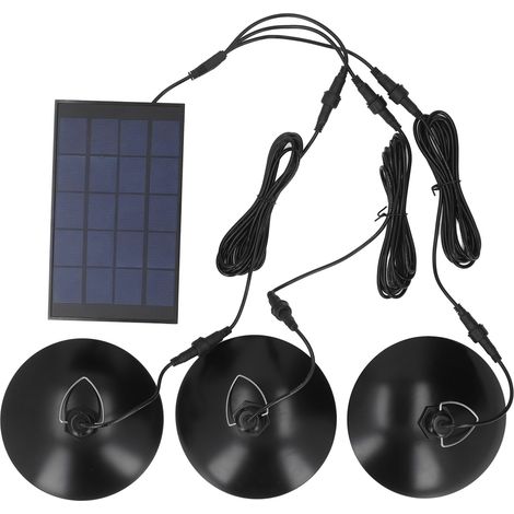 Suspension solaire LED à 3 têtes, lumière blanche chaude à induction, orientable, étanche IP65, pour terrasse, grange, allée ou porche (sans télécommande). (1/5)