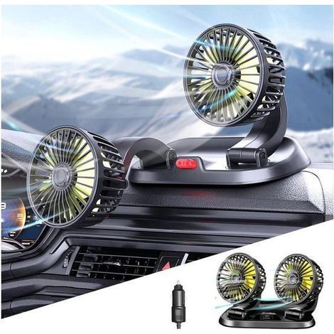Ventilateur voiture 12V – Climatisation portable – Refroidisseur – Double tête, silencieux (1/5)