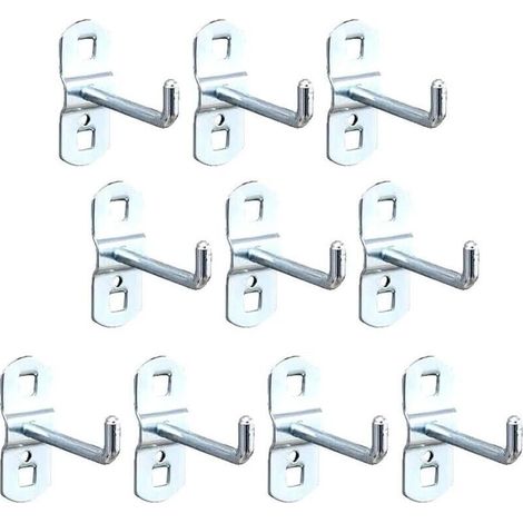 10 square angled hooks for organizing tools and other items on pegboards (1/4)