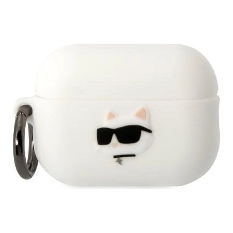 Karl Lagerfeld KLAP2RUNCHH AirPods Pro 2 (2022/2023) Hülle weiß/weiß Silikon Choupette Kopf 3D (1/4)