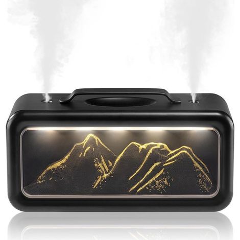 Humidificateur de bureau – 600 ml – Double buse – Noir – Ultrasonique 23 dB – Veilleuse – Diffuseur (1/5)
