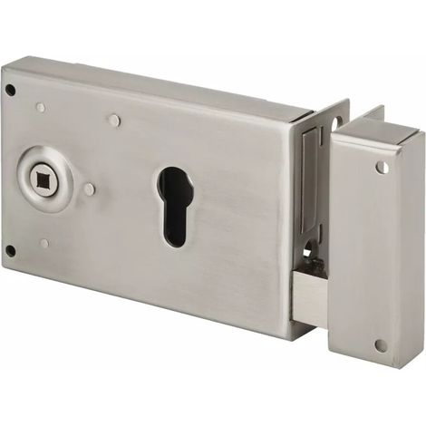 Serrure de grille en applique inox - Devismes - Droite