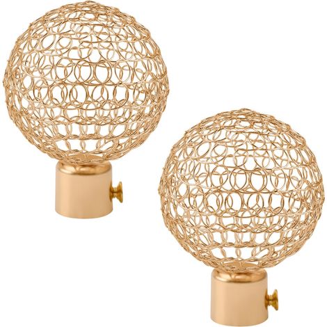 2 Stück goldene Hohlkugel-Vorhangschienenkappe, dekorative Fenster-Vorhangschienen-Ende, Metall-Vorhangschienen-Stangen-Endstücke, Innendurchmesser 19 mm