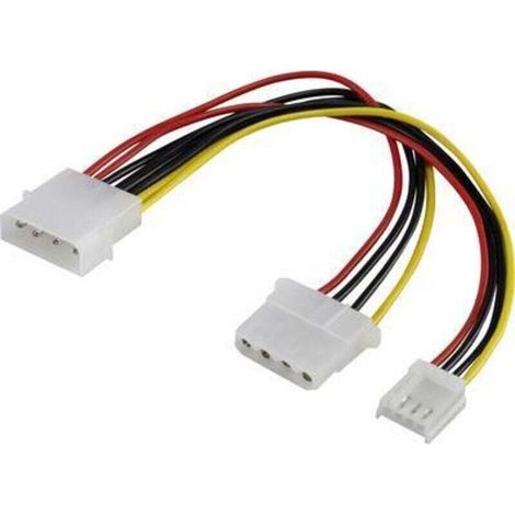 Câble d’alimentation IDE/Floppy rallongé 0,15 m – 1x mâle 4 broches + 1x femelle IDE + 1x femelle floppy Y666741 (1/2)