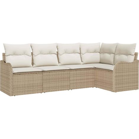 Maison Exclusive - Conjunto de sofá de jardín 5 pcs Beige ratán s