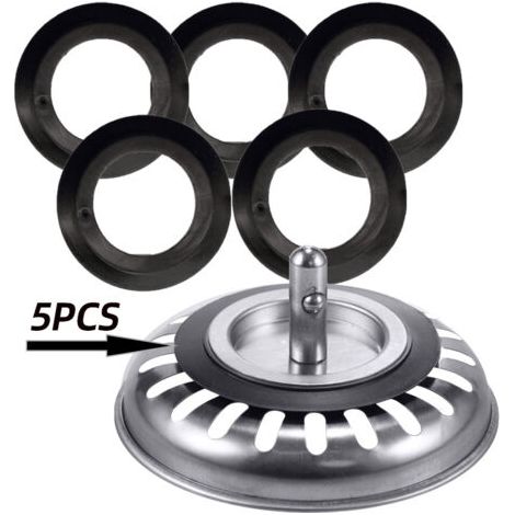 5 Pièces joint evier cuisine,Joint en Silicone pour Paniers Filtrants, Joint d’évier de Rechange en Caoutchouc,54mm Extérieur, 32mm Intérieur, Cuisine D'évacuation Bouchon D'obturation Joint (1/5)