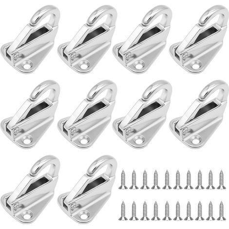 Lot de 10 crochets de bâche en acier inoxydable avec 20 vis, crochets de remorque, tendeurs robustes pour bâche de remorque, filet de remorque, crochet de bateau et accessoires de yacht (1/5)