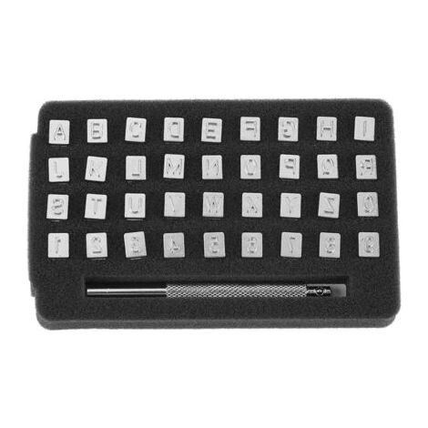 BUNTHAUS 36 tampons en acier pour lettres et chiffres, poinçonnage du cuir, impression et loisirs créatifs (6 mm). (1/5)