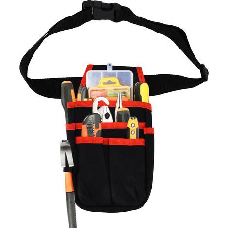 Pochette à Outils Organisateur, 25 X 13cm Pochette D'électricien Professionnel, Tissu Oxford Très Résistant, Sac de Ceinture de Jardin, Sac de Ceinture de Stockage de Matériel pour Plombiers (Rouge) (1/4)
