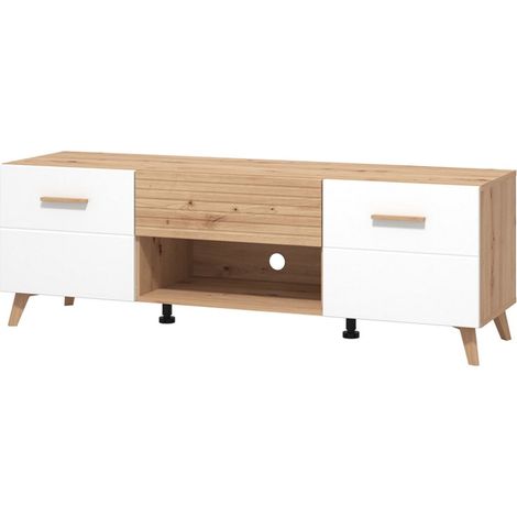 Mobile Porta tv Morengo, un Cassetto, un Ripiano, 2 Ante, 147.5x41.5x49h cm Bianco