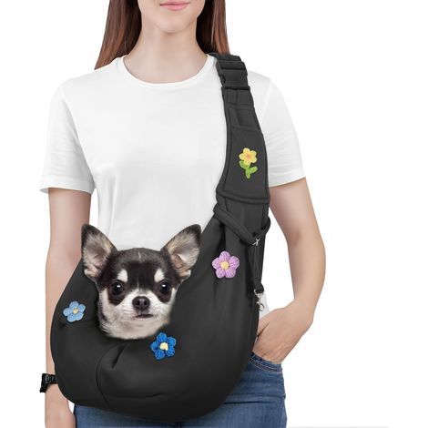 1 Sac de Transport pour Chien et Chat, Polyester Réglable, Sangle Élargie Confortable, jusqu'à 5,4kg, Extérieur