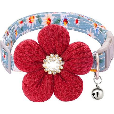Elegante, mit Strasssteinen verzierte Haustierhalsbänder für kleine und mittelgroße Hunde, florale Katzenhalsbänder (1/5)