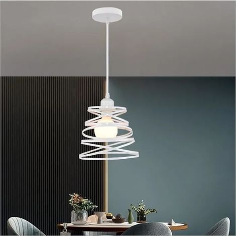 Moderne Lustre Suspension Luminaire Industrielle Blanc Lampe Plafonneir en Métal Style Edison pour Salon Chambre (1/4)