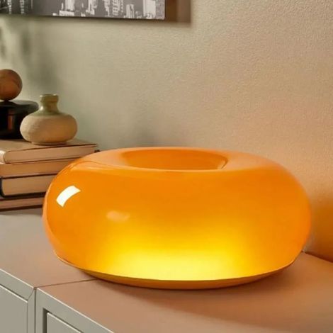 Lampe de table LED à intensité variable, lampe de chevet rétro en forme de donut, matériau incassable, trois couleurs de lumière, commande tactile, veilleuse rechargeable par USB, idéale pour la chamb (1/5)