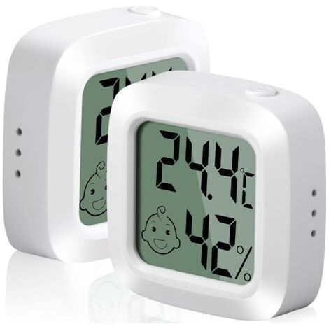 FENOPLASTICAPetit thermomètre hygromètre numérique d'intérieur haute précision, indicateur de confort pour bureau, chambre de bébé, dressing, 2 pièces