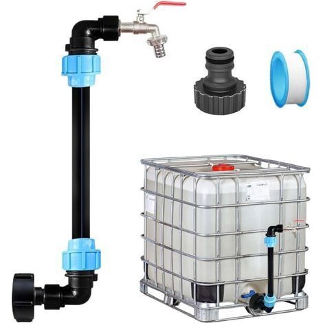 Garden FutureRobinet IBC Col de Cygne de Cuve, Robinet Cuve 1000L, Kit de Raccordement IBC, Sortie Robinet 3/4 Pouce Adaptateur de Réservoir IBC Accessoires pour Recuperateur D Eau De Pluie (1/4)