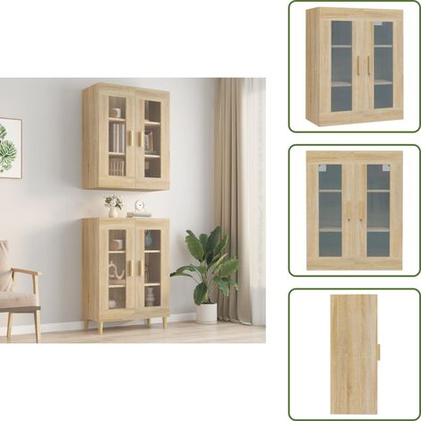The Living Store Armadietto Pensile a Parete Rovere Sonoma 69,5x34x90 cm - Armadio a parete