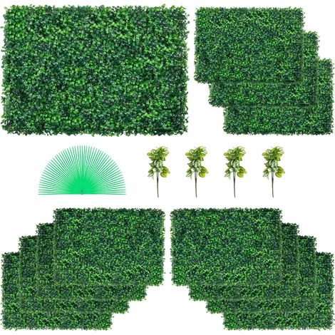 Panneaux de Buis Artificiels 24X 16pouce Haie Artificielle Réaliste 12pcs Protection UV Panneaux Muraux de Haie de Buis Construction Solide Frais Faux Feuillage Toile de Fond Décoration Murale (1/5)
