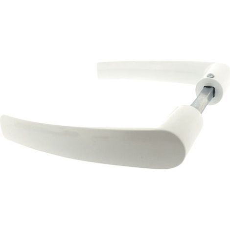 Béquille double chantier aluminium blanc carré 6 mm – Saillie 46 mm – Fournie sans plaque ni rosace – Pour portes extérieures – Alpertec