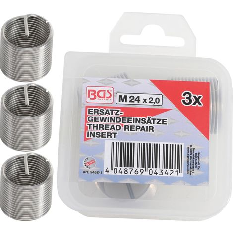 Herramienta manual bgs technic Juego 3 casquillos roscados M24 metal
