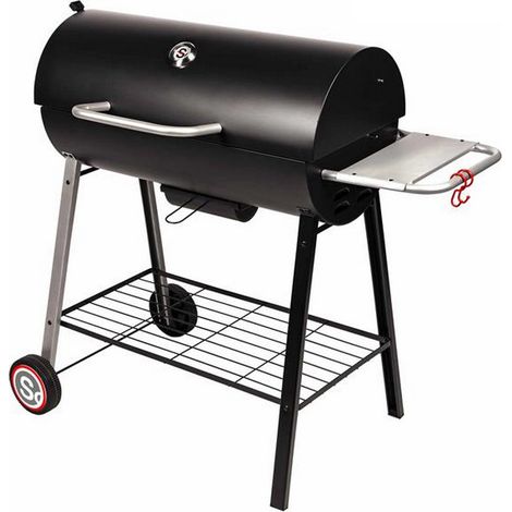 Somagic – Barbecue à charbon sur chariot Michigan – Cuve en acier émaillé 72 x 37 cm – Grille de cuisson 67 x 32,5 cm – Système d'aération cuve/couvercle