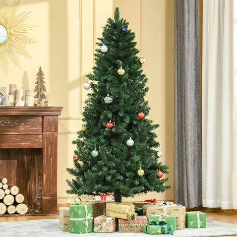 Sapin de Noël artificiel 180 cm en pin avec 724 branches Support métallique pour l’intérieur