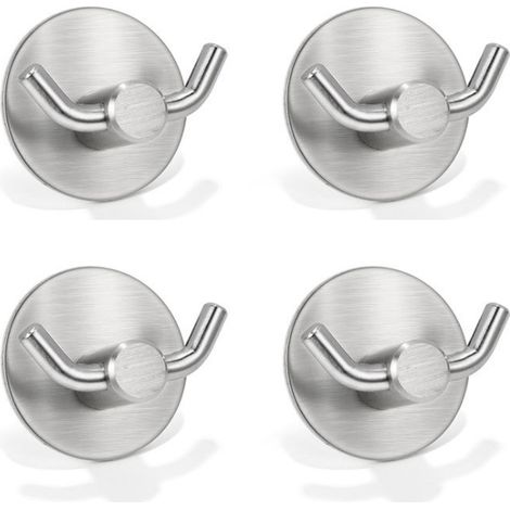 Handtuchhaken, 4er-Set selbstklebende Wandhaken, Wandhaken aus Edelstahl 304, selbstklebende Haken, Doppelhandtuchhalter für Bad und Küche