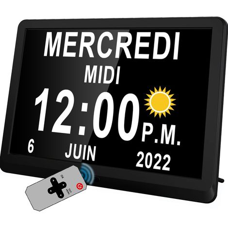 Große digitale 10-Zoll-Uhr, automatische Sommerzeitumstellung, geräuschloser Wandwecker mit individuell anpassbaren Einstellungen für Erwachsene und Kinder (1/5)