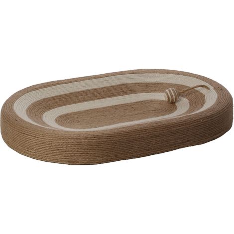 Panier a griffer ovale pour chat avec balle 40 x 60 cm brun (1/5)