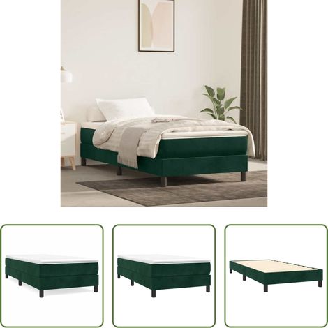 vidaXL Dunkelgrün - Boxspringbettgestell Dunkelgrün 100x200 cm Samt (1/5)