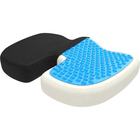 Coussin Anti escarre fessier avec Gel Respirant, Coussin de siège orthopédique Ergonomique mémoire de Forme pour Soulager Douleurs Dos, Hanches et Coccyx, pour Fauteuil Bureau, Voiture (1/4)