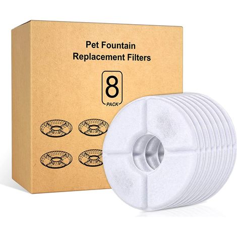 Filtre pour fontaine à eau pour chats, cartouche de rechange en résine et charbon actif, compatible avec les fontaines à eau pour chats et chiens - Lot de 8 (1/5)