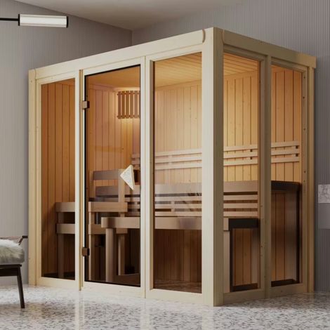 Sauna Intérieur Irava 3 Places 68mm Poêle Easy Bio 3.6KW Karibu (1/5)