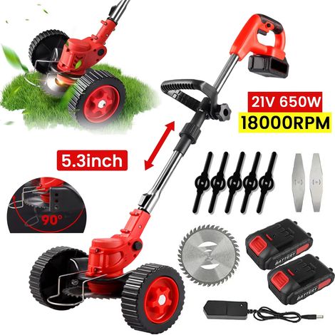 Coupe-bordures sans fil 21V 18 000 tr/min – Coupe-herbe réglable avec 2 batteries, compatible Makita 18V (1/5)