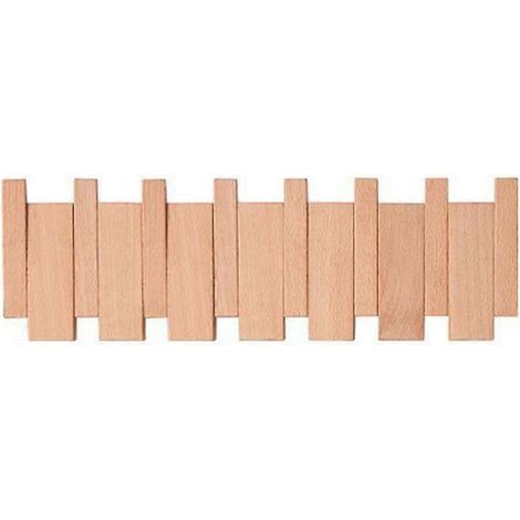 Porte-manteau mural en bois massif, crochet pour vêtements, patère de porte, décoration intérieure, couleur bois, 6 crochets (1/5)