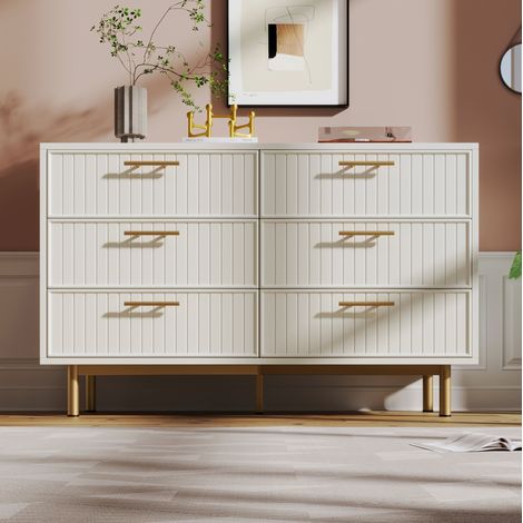 cassettiera 120x40 6 cassetti moderna metallo bianca OKMYHOME (1/5)
