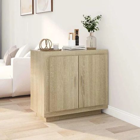 Buffet de Rangement Chêne sonoma 80x40x75 cm Bois d'Ingénierie, Design Moderne, pour salon et salle à manger (1/5)