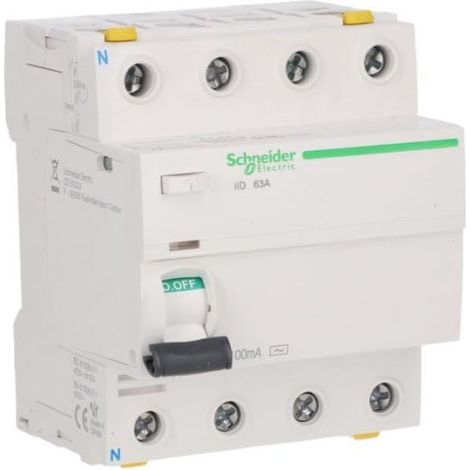 Disjoncteur différentiel iID 4P 63A 100mA type AC A9Z12463
