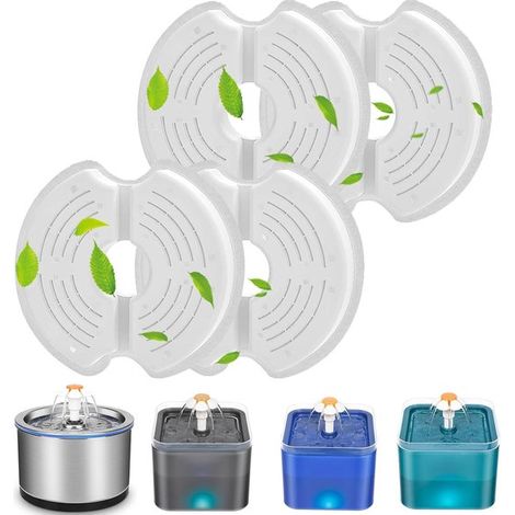 Ersatzfilter für Katzenbrunnen - Rund - 25 l Edelstahl - 2 l - Aktivkohlefilter (8 Stück) (1/5)