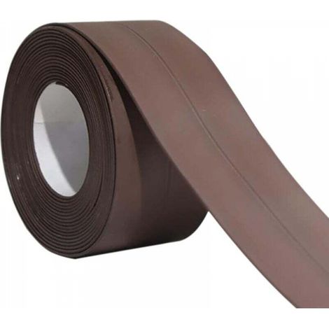 Bande de calfeutrage marron PE flexible auto-adhésif ruban d'étanchéité étanche bande d'étanchéité pour cuisine, salle de bain, baignoire, toilettes, sol mural (129 x 1,5 po) (1/5)