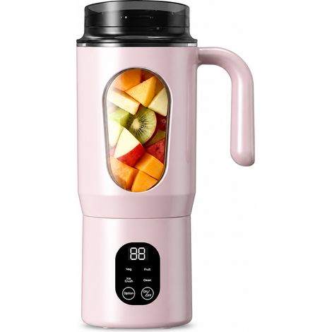 Blender portable USB rose avec gobelet et poignée, 8 lames, 3,7 V, batterie 1300 mAh, HS-960 (1/5)
