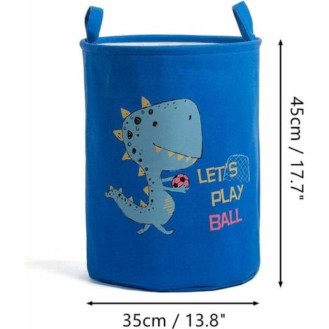 VURAHOME - Panier de rangement Motif dinosaure mignon Panier à linge Grande boîte de rangement pliable en lin et coton Bleu (1/4)