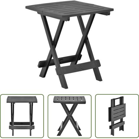 The Living Store Table pliable de jardin anthracite 45x43x50 cm plastique - Table De Jardin Pliante - Table De Bistro - Table En Plastique - Mobilier De Jardin - Décoration Extérieur (1/5)