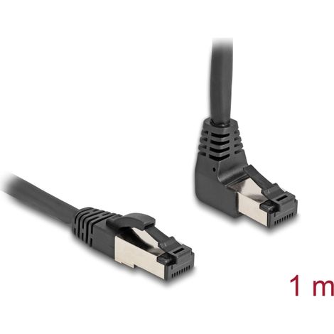 Delock Cable de red RJ45 Cat.8.1 S/FTP 90Â° acodado hacia arriba / recto 1 m negro