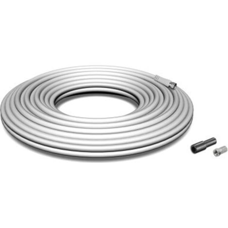 KIT Cable Coaxial 20M avec Fiches F et Manchon - tnt tv satellite bobine 20 mètres Top Qualité 120dB (1/2)