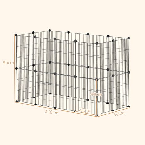 Enclos extérieur noir métal pour lapins 120x60x80cm avec porte, cage ventilée résistante aux intempéries cochons d’inde lapins (1/5)