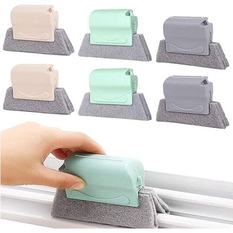 Spazzola per la pulizia delle scanalature delle finestre, spazzola creativa per la pulizia, spazzola da cucina portatile multifunzionale, strumenti per la pulizia di bagno e cucina, 6 pezzi (grigio, v (1/3)
