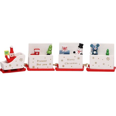 Tren De Navidad De Madera Pintada - Decoración Navideña - Juguetes Para Niños - Adorno Para Mesa Navideña - Unidad (1/5)